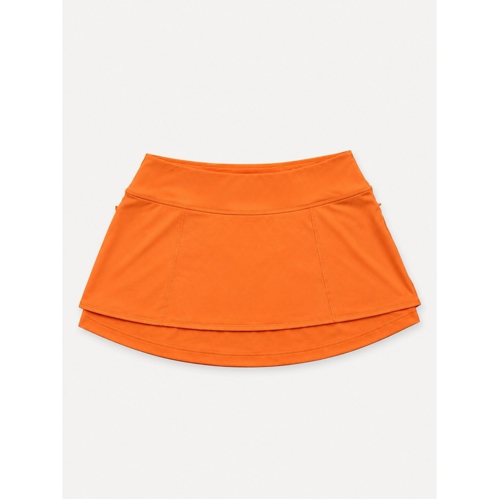 FOOTJOY FJ Women's Large Orange Tiered Athletic Golf Skirt Skort w/ Pockets